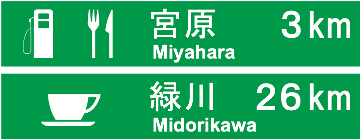 116 サービス・エリア、道の駅及び距離